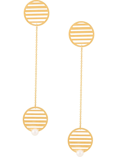 Shop Hsu Jewellery Drop-circle Earrings In Gold