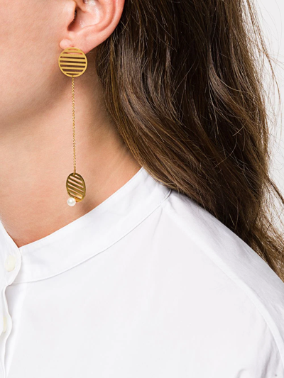 Shop Hsu Jewellery Drop-circle Earrings In Gold