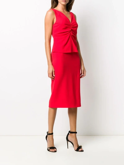 Shop Givenchy Silk-wool Mix Ruched Front V-neck Dress In Red