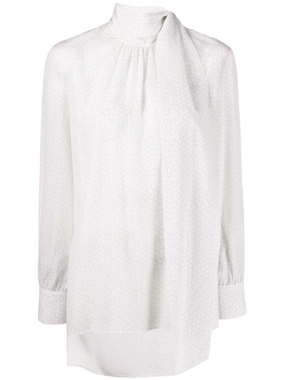 Shop Fendi Foulard Collar Blouse In White