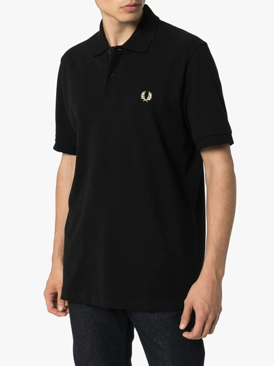 Fred Perry Logo Motif Polo Shirt In Black