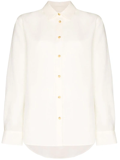 Shop Asceno Milan Organic Linen Shirt In White