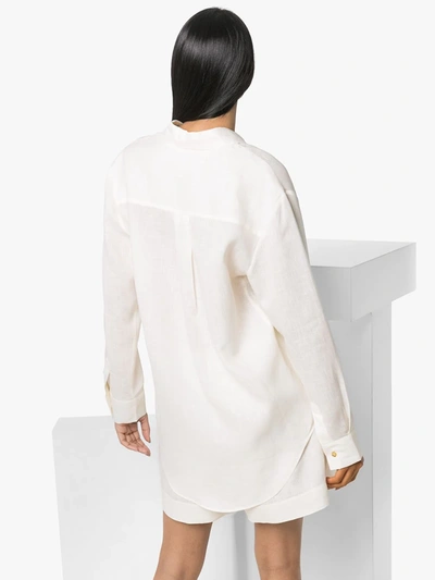 Shop Asceno Milan Organic Linen Shirt In White