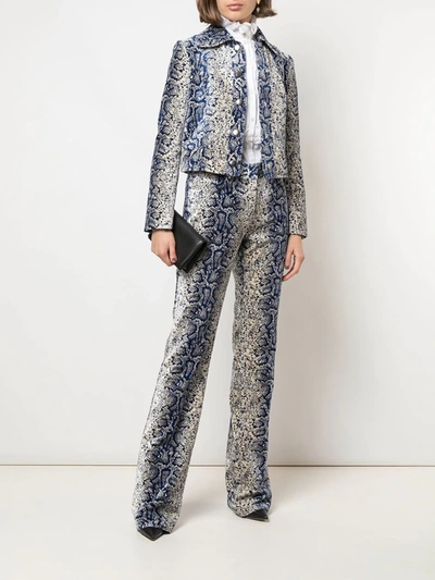 Shop Giambattista Valli Python-print Cropped Jacket In Blue