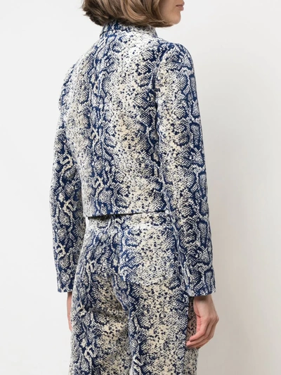 Shop Giambattista Valli Python-print Cropped Jacket In Blue