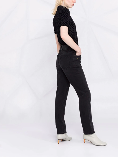 Shop Off-white Slogan-print Straight High-rise Jeans In Black