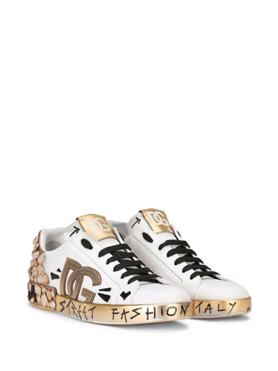 Shop Dolce & Gabbana Logo-patch Lace-up Sneakers In Weiss