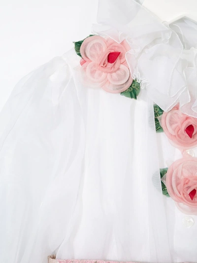 Shop Dolce & Gabbana Rose Detail Contrast Skirt Dress In White