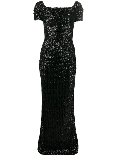 Shop Dolce & Gabbana Sequinned Evening Dress In Black