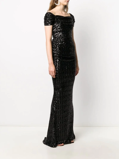 Shop Dolce & Gabbana Sequinned Evening Dress In Black