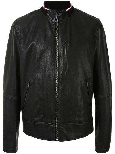 Shop Bally Ribbed Trim Jacket In Black