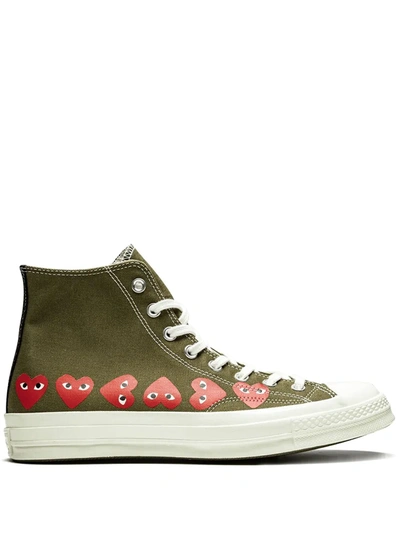 Shop Converse X Comme Des Garçons Play Chuck 70 Hi "multi Hearts Green" Sneakers