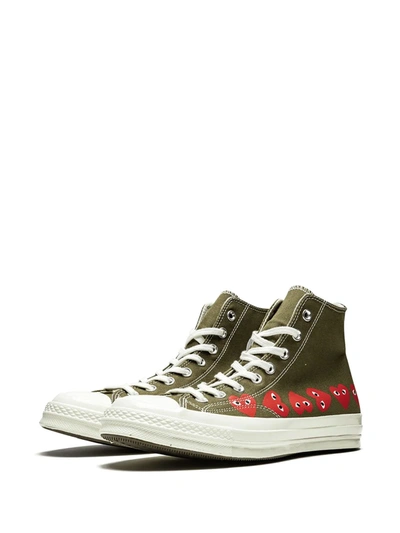 Shop Converse X Comme Des Garçons Play Chuck 70 Hi "multi Hearts Green" Sneakers