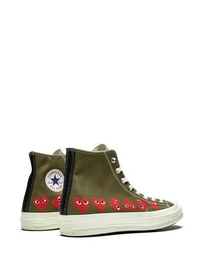 Shop Converse X Comme Des Garçons Play Chuck 70 Hi "multi Hearts Green" Sneakers