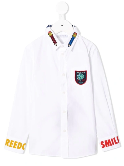 Shop Dolce & Gabbana Crew Patch Shirt In White