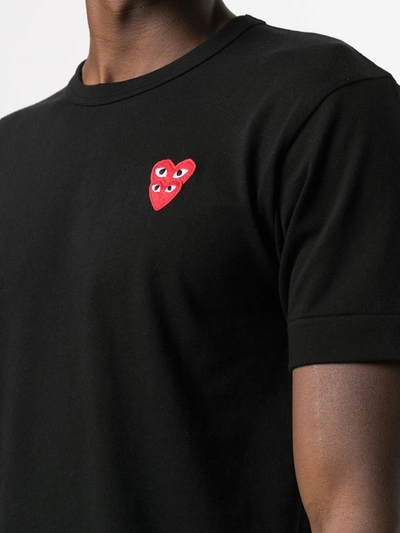 Shop Comme Des Garçons Play Heart-embroidered Crew-neck T-shirt In Black