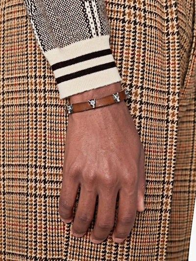 Shop Gucci Anger Forest Leather Bracelet In Brown