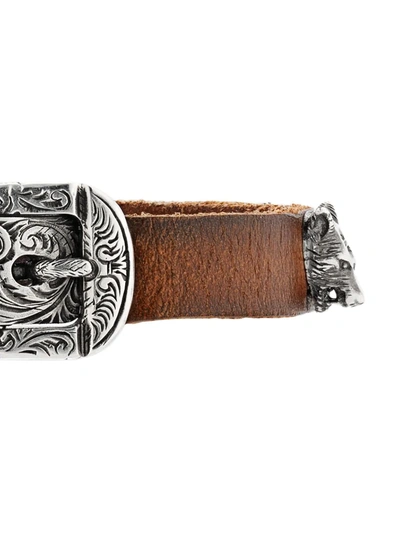 Shop Gucci Anger Forest Leather Bracelet In Brown