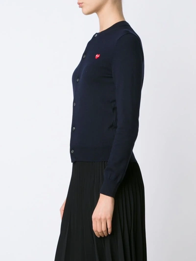 Shop Comme Des Garçons Play Mini Heart Cardigan In Blue