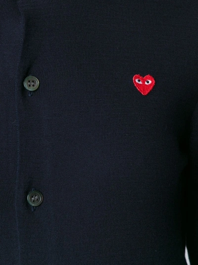 Shop Comme Des Garçons Play Mini Heart Cardigan In Blue