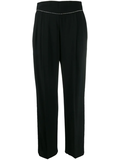 Shop Msgm Crystal Embellished Trousers In Black