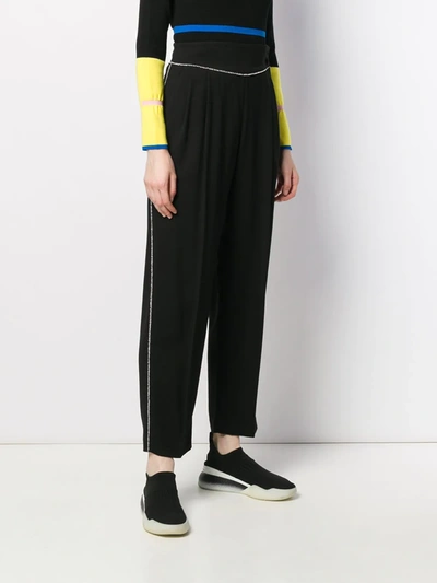 Shop Msgm Crystal Embellished Trousers In Black