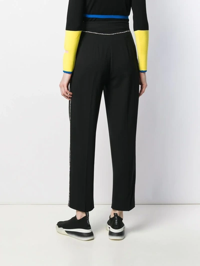 Shop Msgm Crystal Embellished Trousers In Black