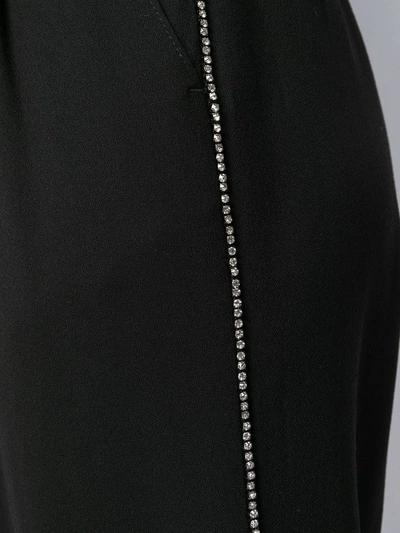 Msgm Rhinestone Embellished Tapered Trousers In Black
