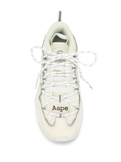 Shop Aape By A Bathing Ape Logo-printed Chunky Sneakers In White