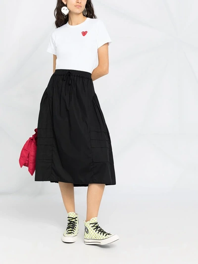 Comme Des Garçons Play Logo Embroidered T-shirt With Round Neck In White