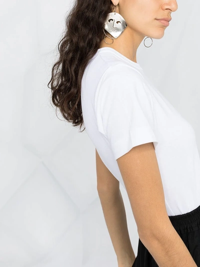 Comme Des Garçons Play Logo Embroidered T-shirt With Round Neck In White