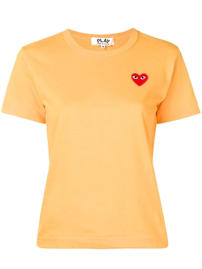Shop Comme Des Garçons Play Heart Patch T-shirt In Orange