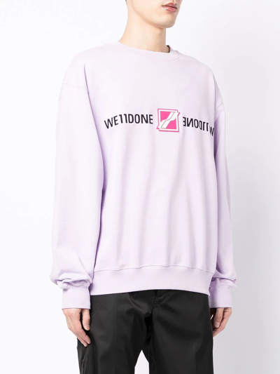 Shop We11 Done Mirrored Logo Cotton Sweatshirt In Violett