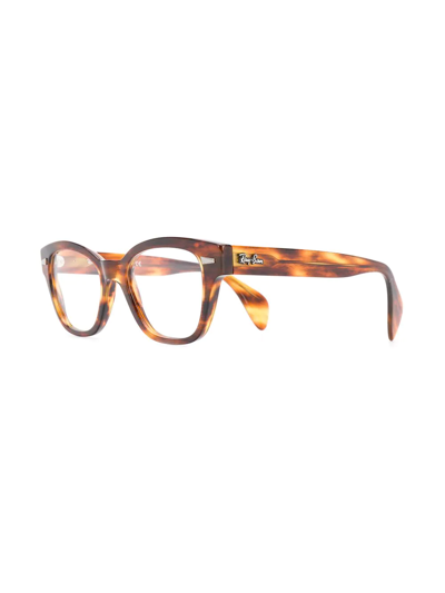 Ray Ban Square Frame Tortoise-shell Glasses In Brown