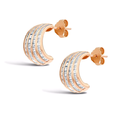 Pragnell 18kt Rose Gold Manhattan Classic Diamond Huggie Earrings In Pink