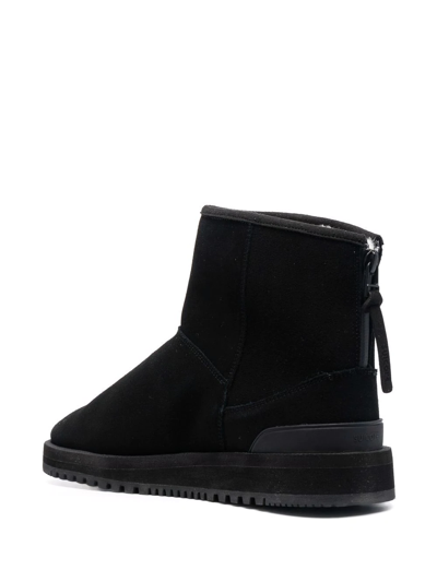 Suicoke Shearling-trim Ankle Boots In Schwarz