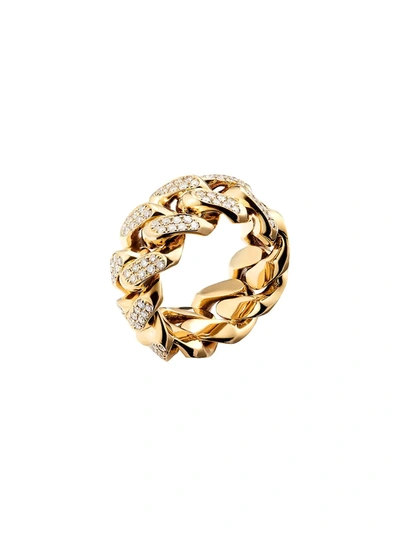 Shop 777 Yellow Gold Diamond Cuban Ring In 115 - Yellow: