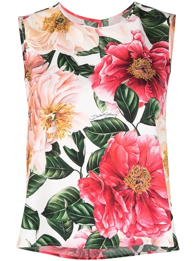 Shop Dolce & Gabbana Floral-print Sleeveless Top In Pink
