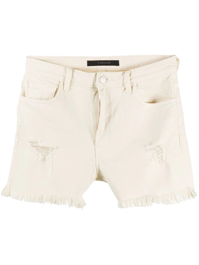 Shop J Brand Jules Distressed Denim Shorts In Neutrals