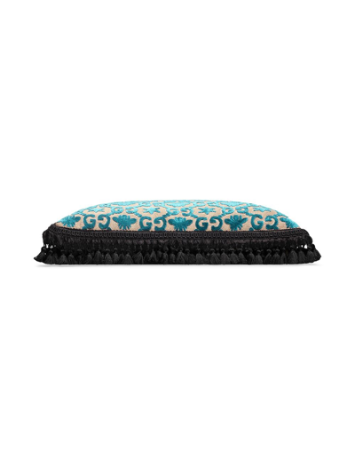 Shop Gucci Gg Jacquard Cushion In Blue