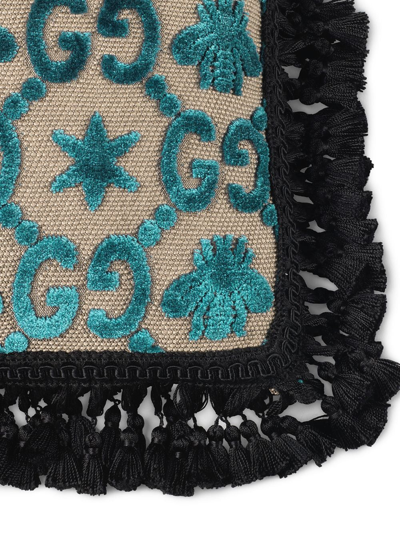 Shop Gucci Gg Jacquard Cushion In Blue