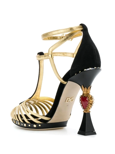 Shop Dolce & Gabbana Sculpted-heel Suede Sandals In Black