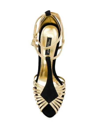 Dolce & Gabbana Heart-plaque Leather And Suede Sandals In Black