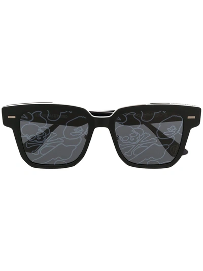 Shop A Bathing Ape Lens-decal Square Sunglasses In Black
