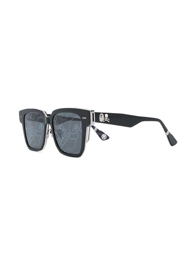 Shop A Bathing Ape Lens-decal Square Sunglasses In Black