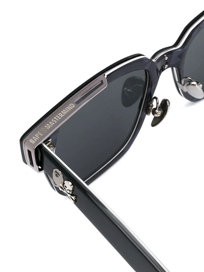 Shop A Bathing Ape Lens-decal Square Sunglasses In Black