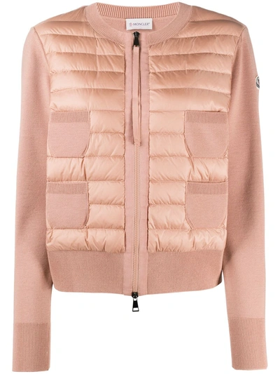 Shop Moncler Virgin Wool Jacket With Feather-down Padding In Pink