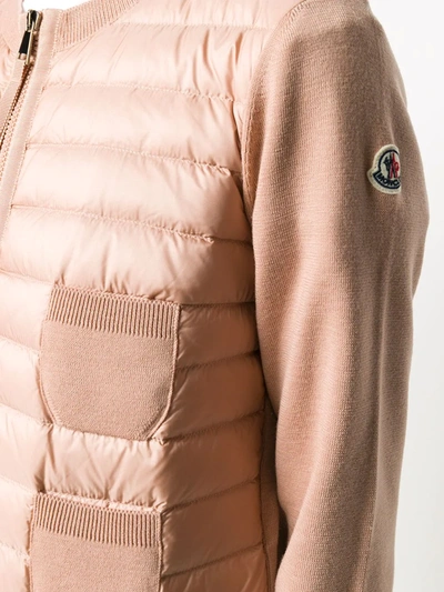 Shop Moncler Virgin Wool Jacket With Feather-down Padding In Pink
