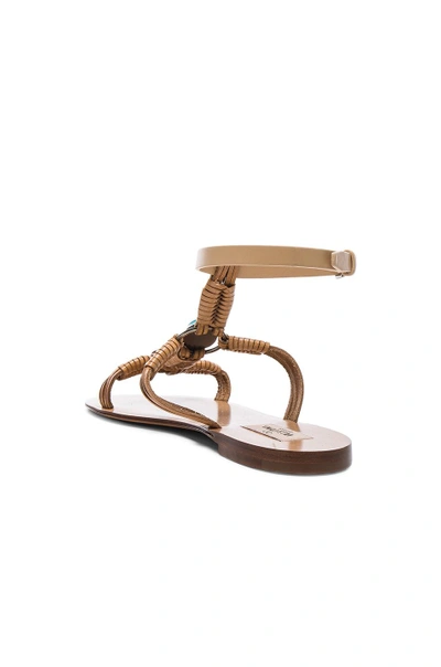 Shop Valentino Scarab Sandals In Natural, Antique Silver & Turquoise