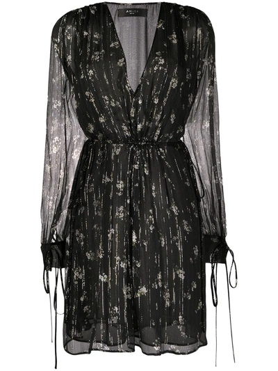 Shop Amiri Floral Print Dress In Black